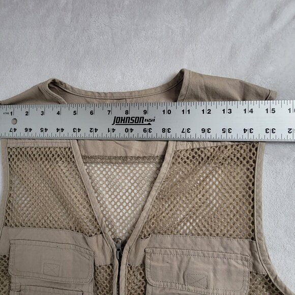 Kedera Men Tactical Mesh Fishing Vest Small Beige Zip Up Pockets Lightweight New - Picture 7 of 9